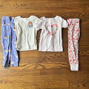 Bundle of Old Navy Comfy Rainbow Floral Short Sleeve Girl's PJ Sets - 3T